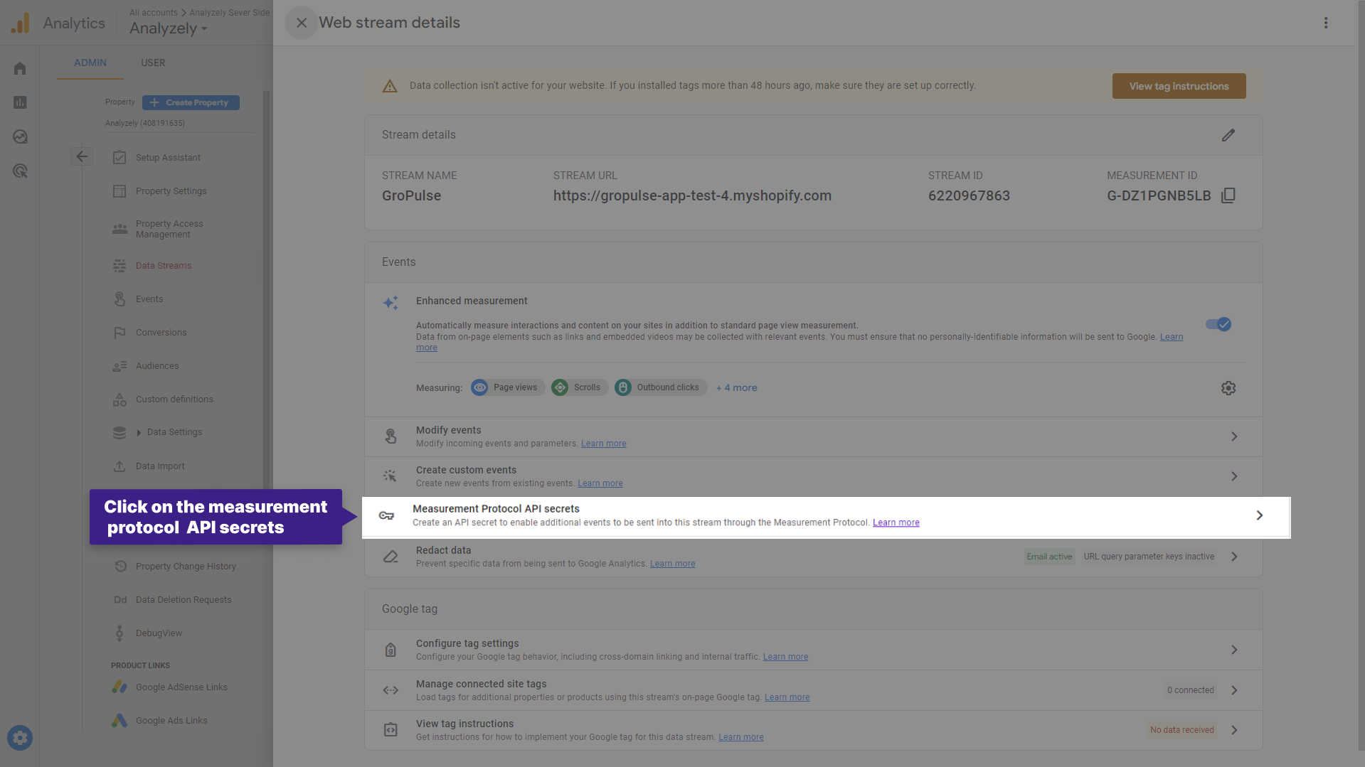 Measurement Protocol API Secrets