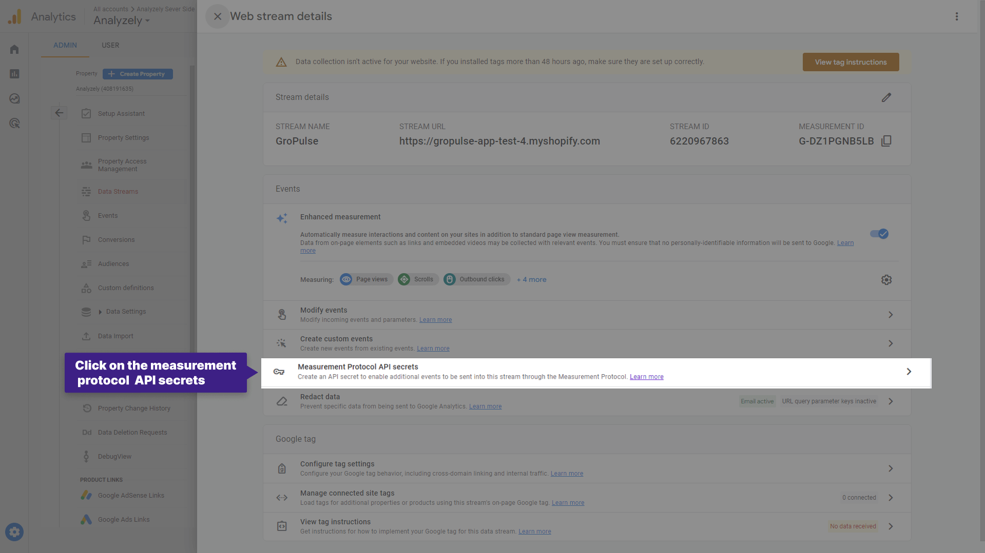 Access Measurement Protocol API Secrets