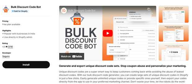 Bulk Discount Code Bot