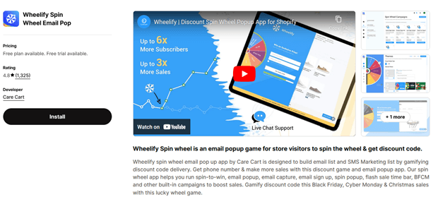 Wheelify Spin Wheel Email Pop