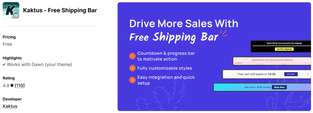 Kaktus Free Shipping Bar