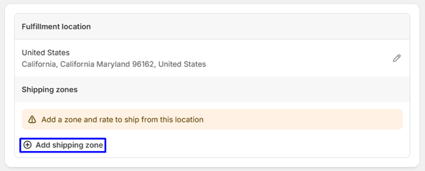 Add Shipping Zone