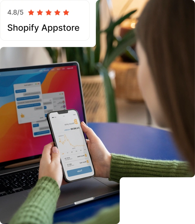 Woman views a smartphone app