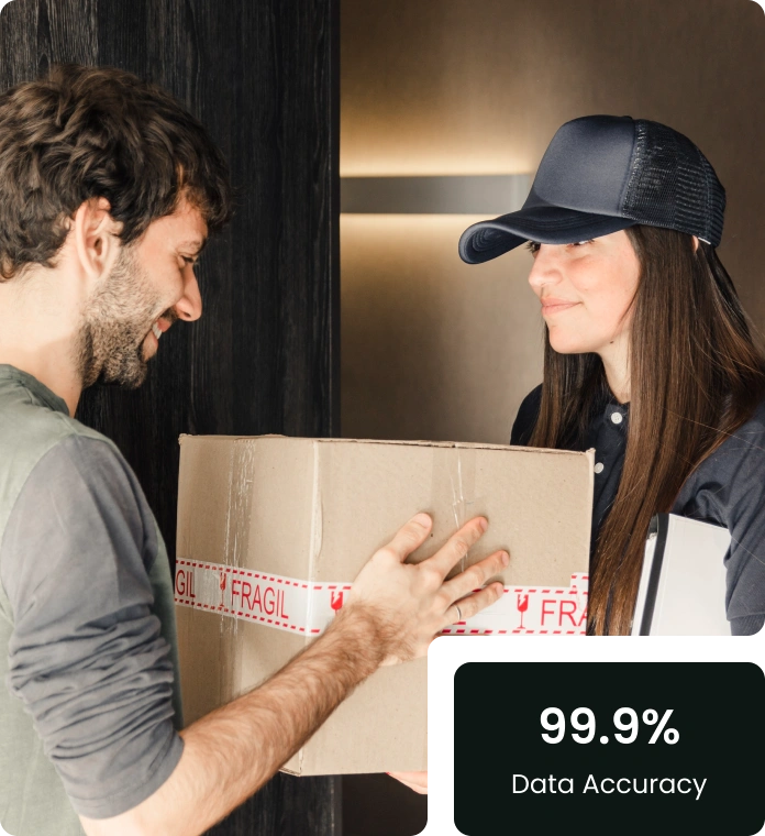 gpfreebar-benefits A smiling man receives a box from a delivery woman