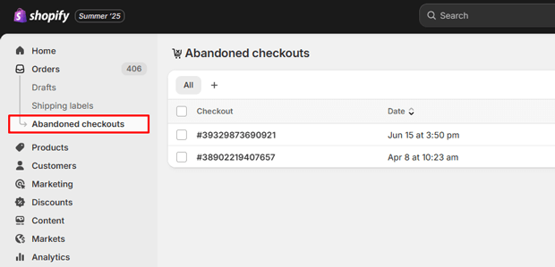 Abandoned Checkouts
