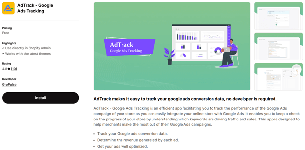 Install the AdTrack app