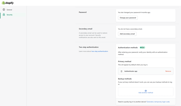 Enable 2FA (Two-Factor Authentication)