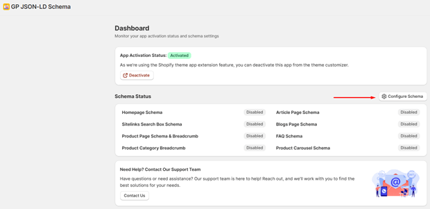 Click on the Cofigure Schema button