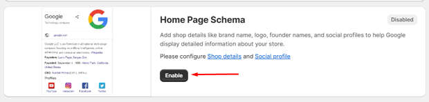 Click the Enable button