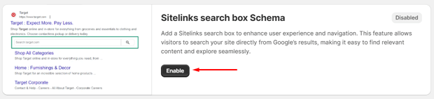 Enable Sitelinks Search Box Schema