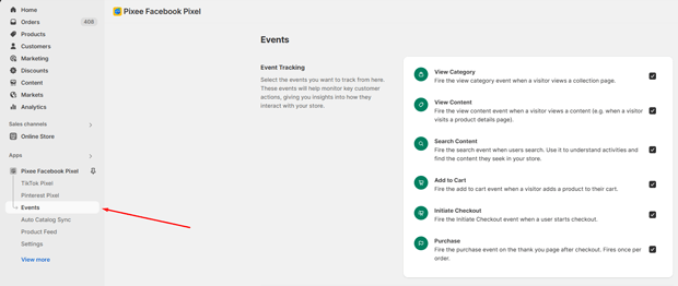 Enable the events.