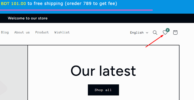 show a heart icon in your store’s navigation bar