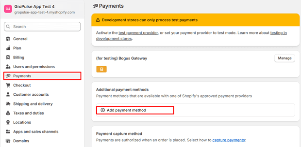 Go to Payments Settings