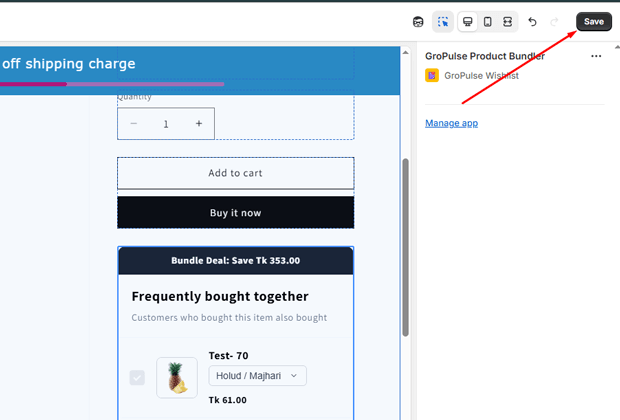 Click Save again to finalize placement
