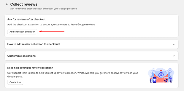 Click Add checkout extension 