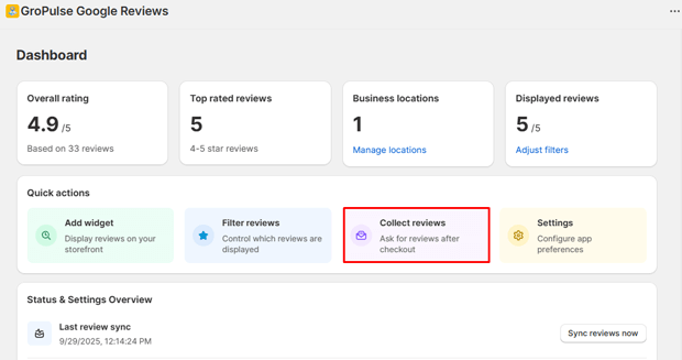 Click on the Collect reviews