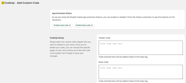 Insert custom CSS or scripts