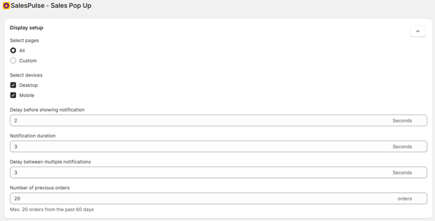select sales popup location