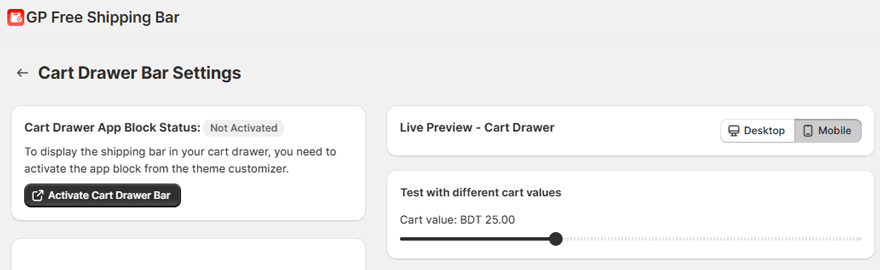 Activate the cart drawer