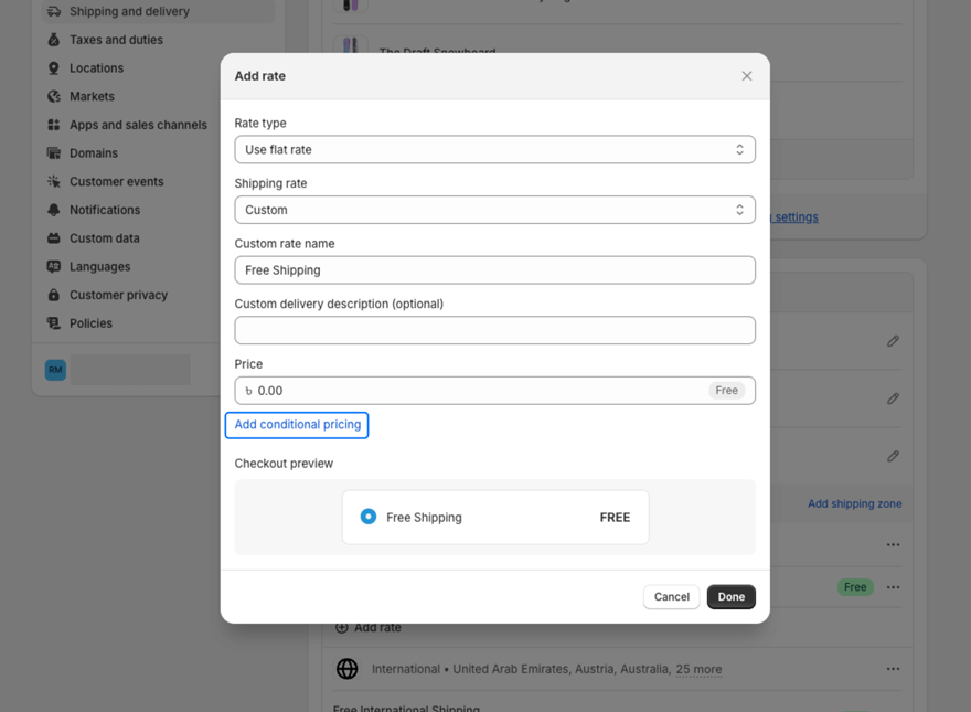 Add conditions
