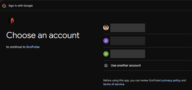 Choose a Google account 