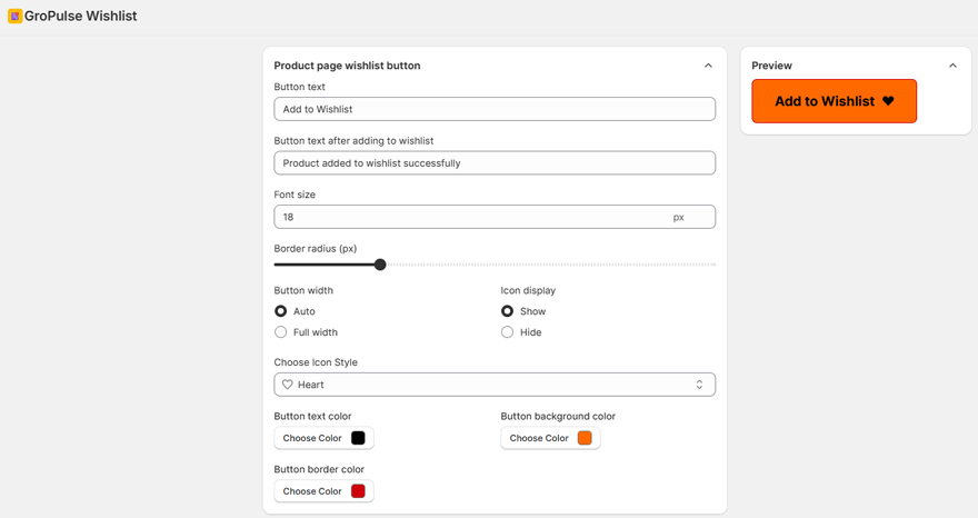 Customize the Wishlist Button