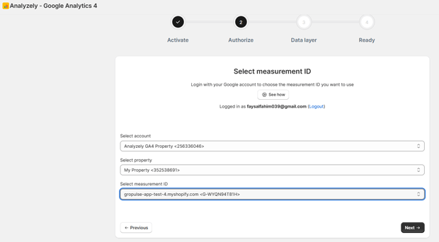 Select the Account and Property