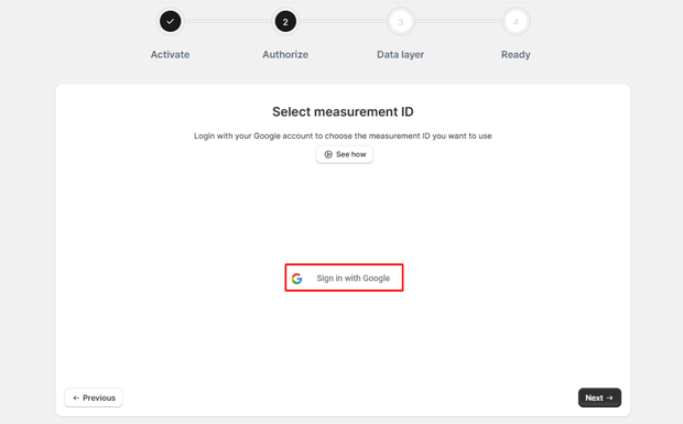 Click the Sign In with Google button