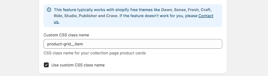 Use custom CSS class name