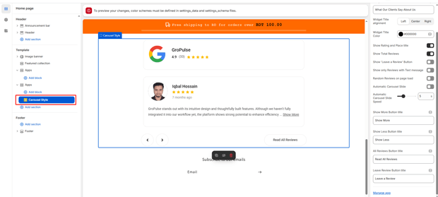 Position in Theme Editor