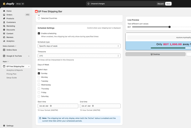 How to Schedule Shopify Free Shipping Bars for the Holidays
