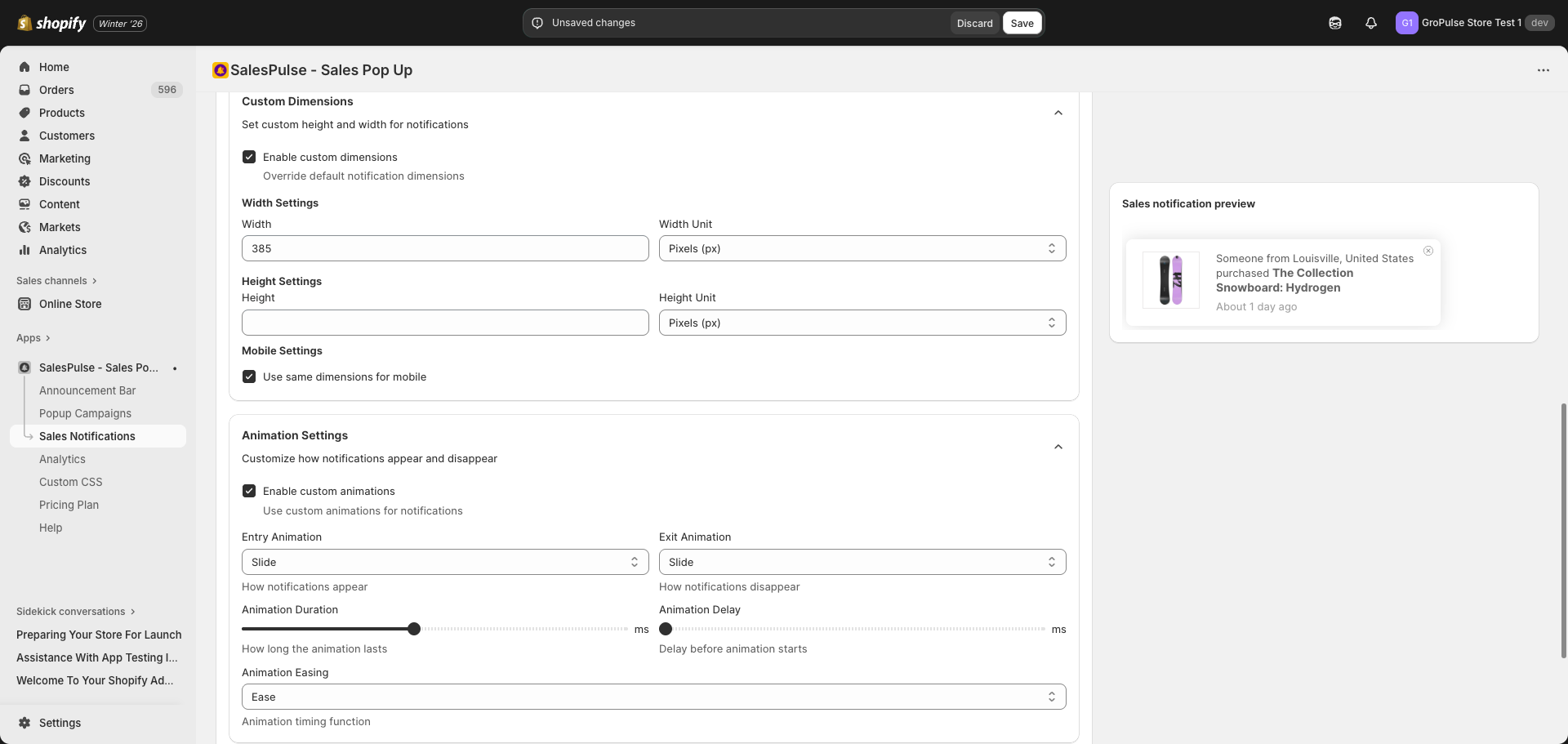 Design Settings tab showing templates and appearance options