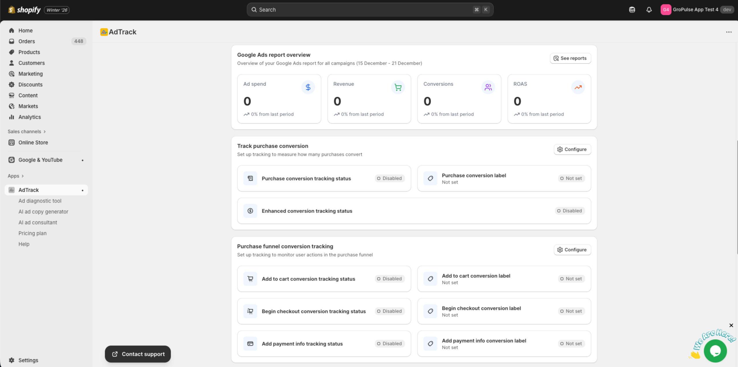 Account Setup Section