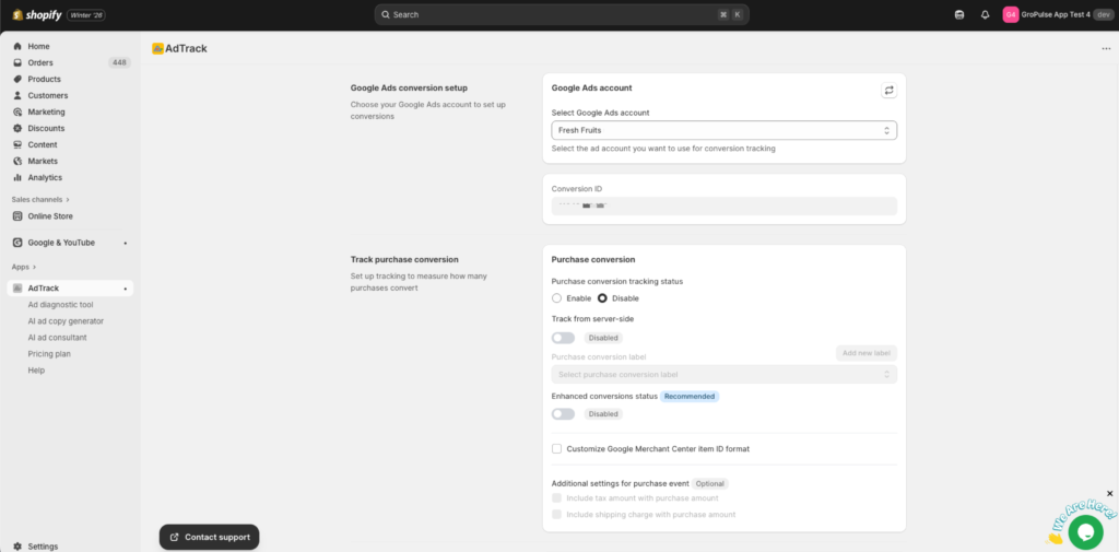 Google ad account and conversion ID setup