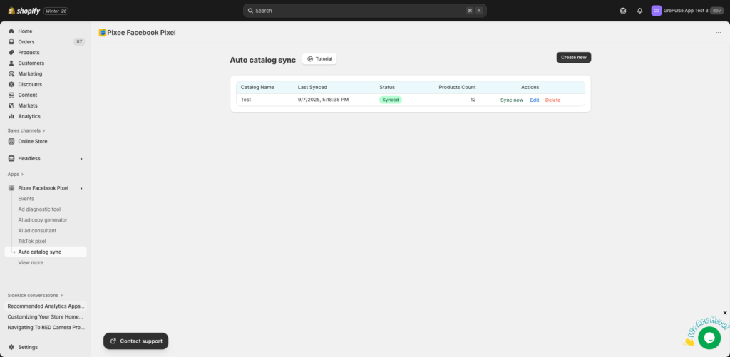 Pixee Catalog Sync Dashboard