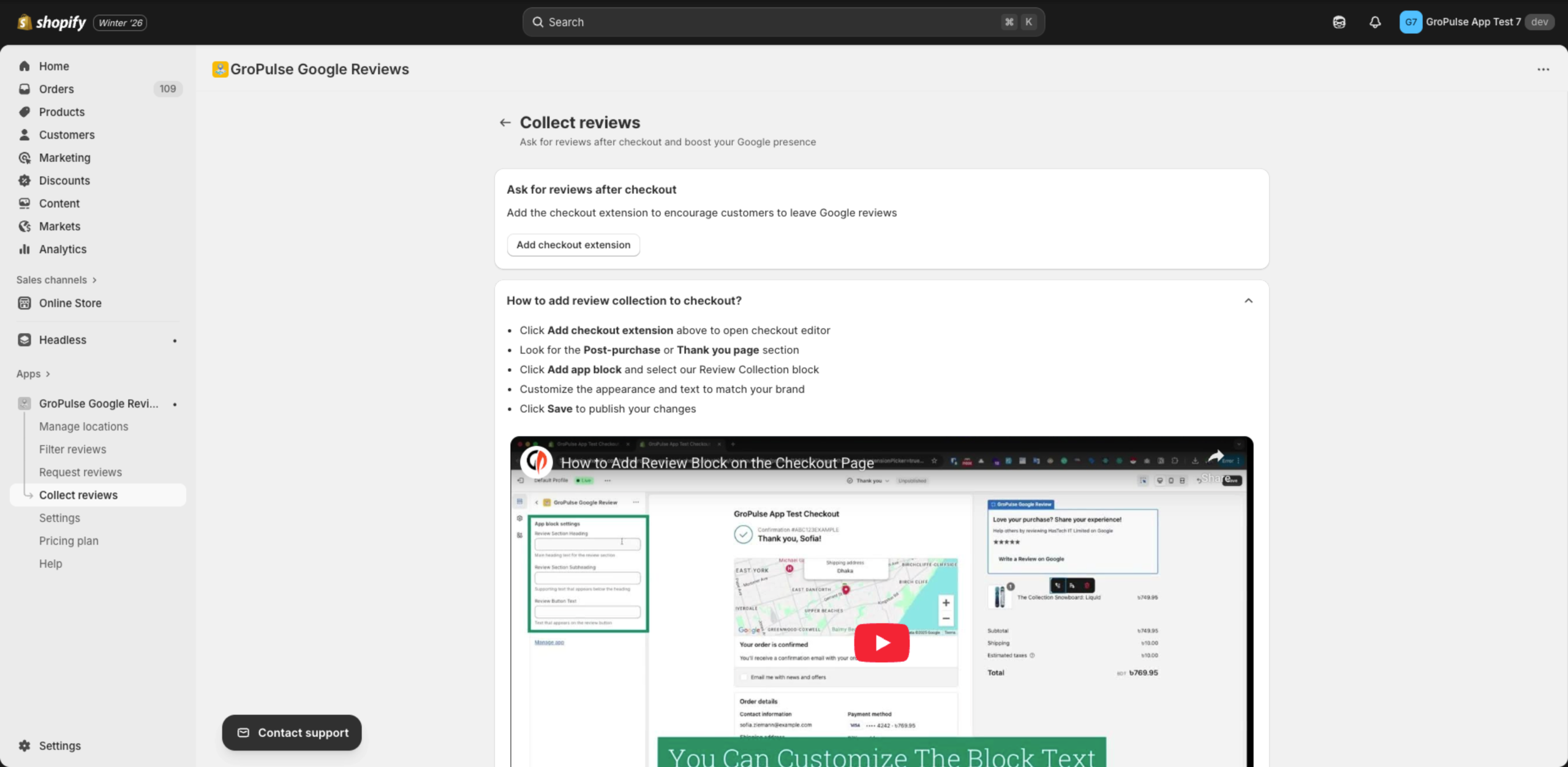 Collect Reviews Page