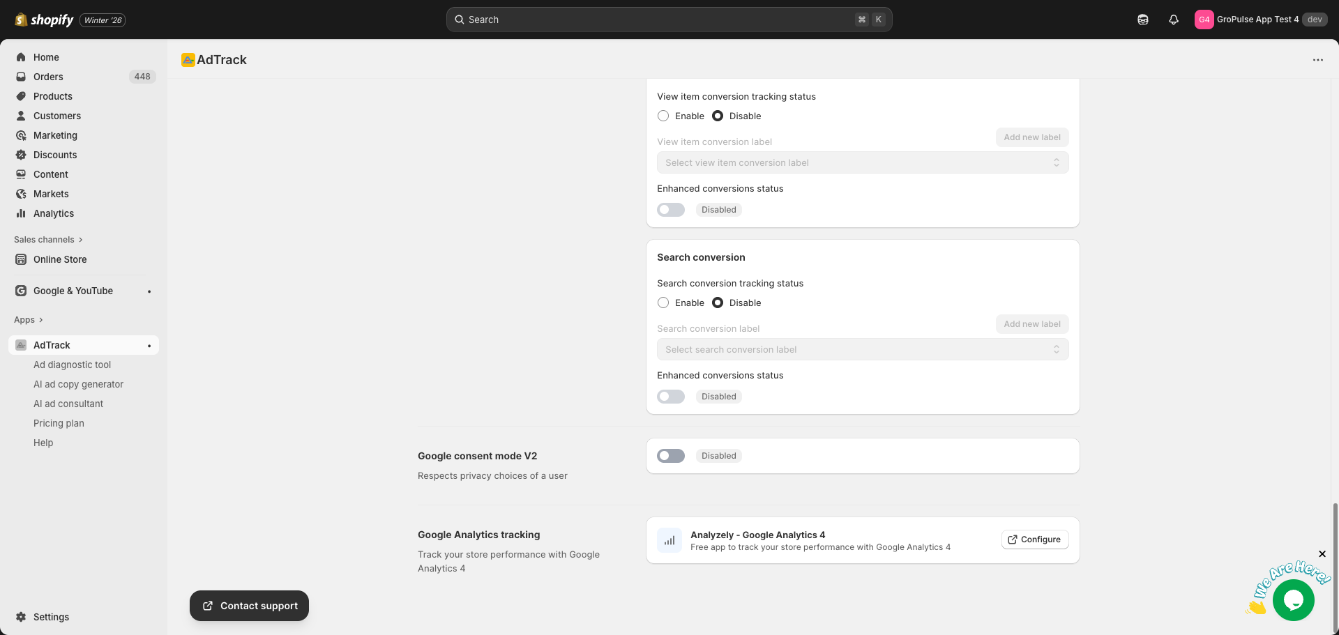 Consent Mode toggle enabled