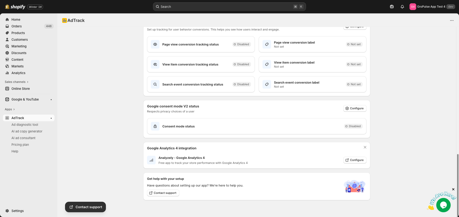 Google Consent Mode V2 section