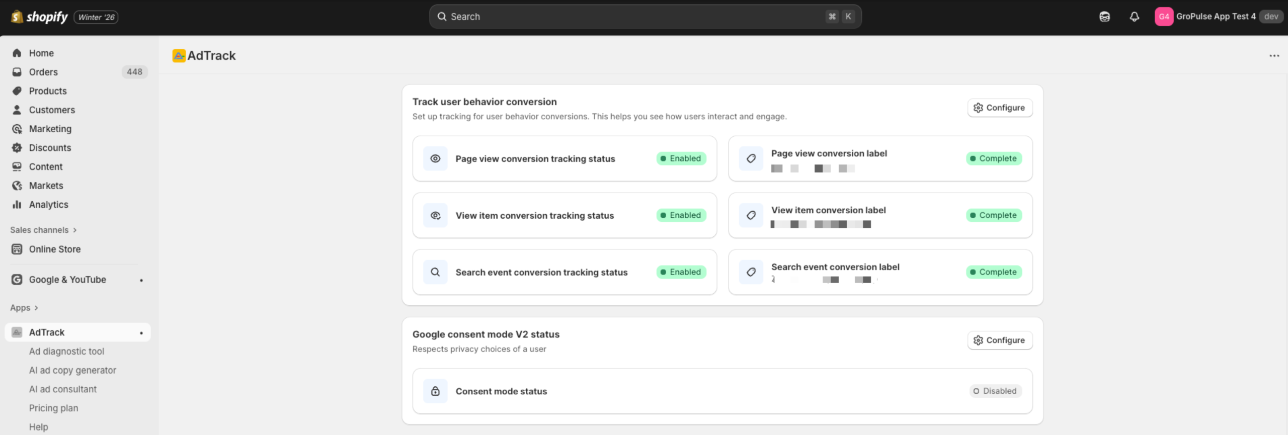Dashboard User Behavior section