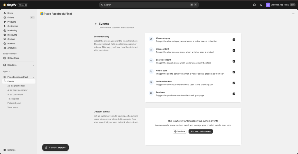 Pixee Event Tracking Dashboard