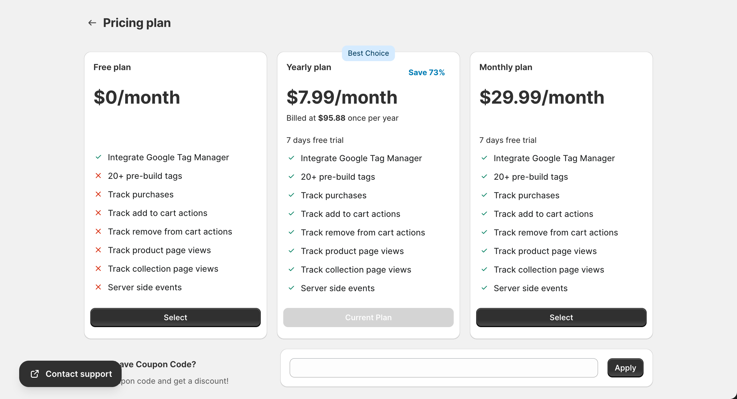 Pricing Plans Page