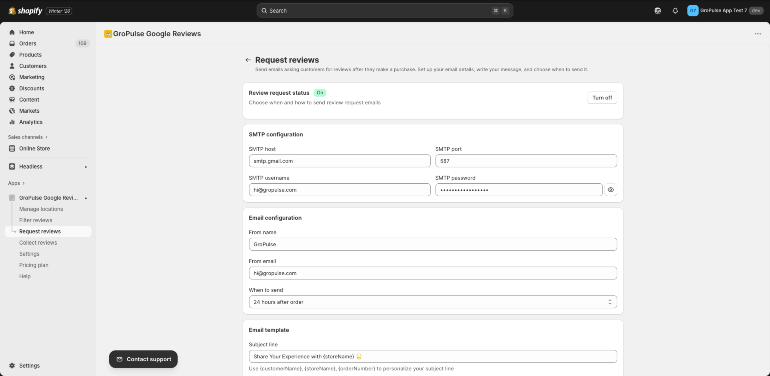 Request Reviews Page