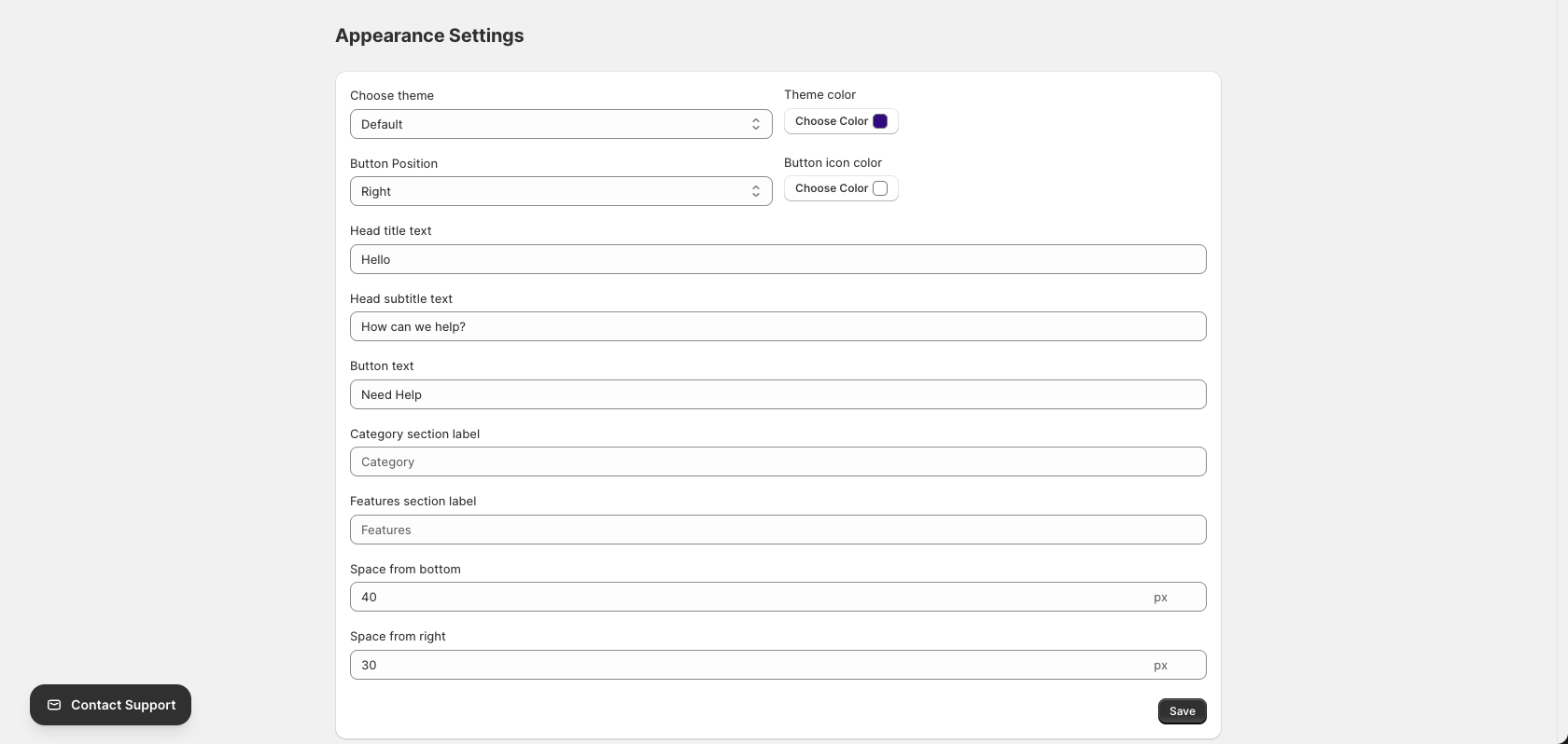 Settings Page Overview