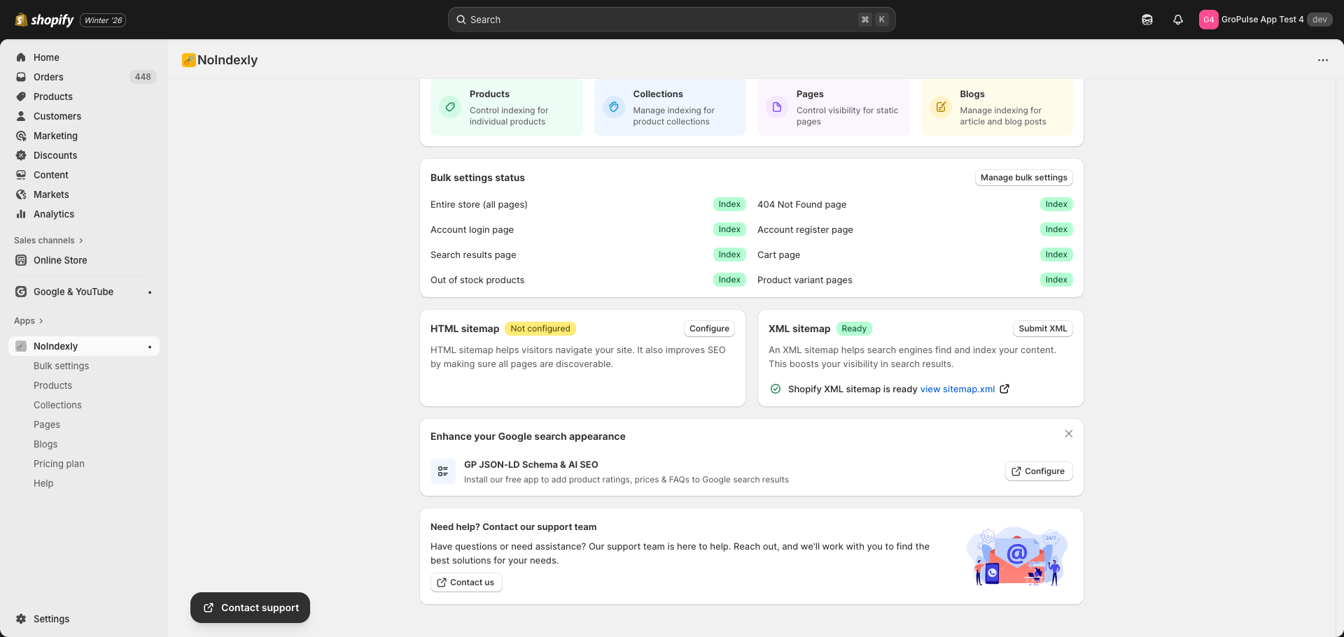 Bulk Settings Status