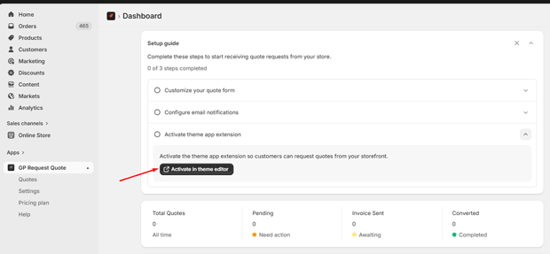 Activate in Theme Editor