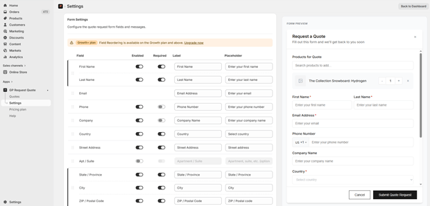 Customize Your Quote Request Form