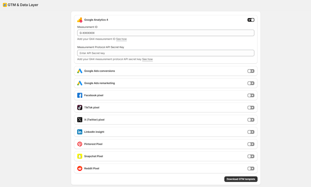 1-click Google Tag Manager (GTM) template generator