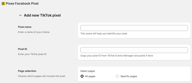 Paste the TikTok Pixel ID