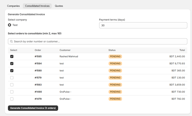 filter by company name