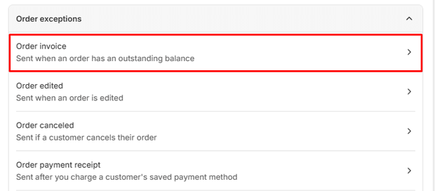 Order Invoice option